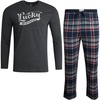 Lucky Brand Mens Pajama Set Long Sleeve Tee and Pajama Pants, 30” Inseam(Charcoal Heather/Moonlit Ocean Plaid)
