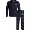 Lucky Brand Mens Pajama Set Long Sleeve Tee and Pajama Pants, 30” Inseam(Mood Indigomood Indigo Plaid)