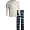 Lucky Brand Mens Pajama Set Long Sleeve Tee and Pajama Pants, 30” Inseam(Oatmeal Heatherdecember Sky Plaid)