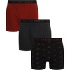 Lucky Brand Mens Underwear Boxer Briefs – 3 Pack Soft Cotton Blend Boxers for Men with Functional Fly Pouch, 6″ Inseam(Charcoal Heather Grey/Jet Black Print/Red Ochre)