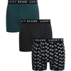 Lucky Brand Mens Underwear Boxer Briefs – 3 Pack Soft Cotton Blend Boxers for Men with Functional Fly Pouch, 6″ Inseam(Charcoal Heather Grey/Jet Black Print/Teal)