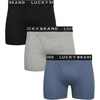 Lucky Brand Mens Underwear Boxer Briefs – 3 Pack Soft Cotton Blend Boxers for Men with Functional Fly Pouch, 6″ Inseam(Grey/Black/Navy)
