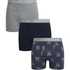 Lucky Brand Mens Underwear Boxer Briefs – 3 Pack Soft Cotton Blend Boxers for Men with Functional Fly Pouch, 6″ Inseam(Heather Grey/Vintage Indigo Print/Mood Indigo)